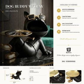 Dekoratívna soška Dog Buddy čierno-zlatá