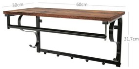 Nástenný vešiak s policou NATE hnedá/čierna