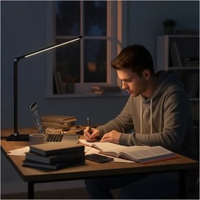 BRILAGI - LED stmievateľná dotyková stolová lampa s bezdrôtovým QI nabíjaním LED/7W/5V 3000/4000/6000K čierna
