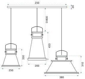 Toolight - Stropné svietidlo ASTI ABC 3xE27, čierna-zlatá, OSW-00182