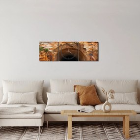 Obraz - tunel v skale (s hodinami) (90x30 cm)