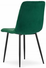 Jedálenský set 1 + 4, čierny stôl RAMOD 100x60 cm mramorový dekor + zelená stolička TURIN s čiernymi nohami