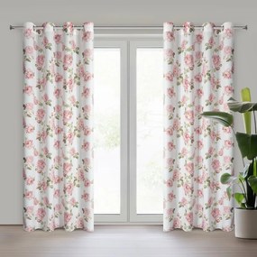 Dekorstudio Záves AVANI 140x250 cm biely s ružami stredná tienivosť 100% polyester