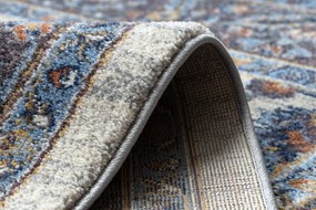 Koberec SOFT 6019 Kvetiny vzor rámu béžová / modrá /  červená