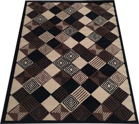 Koberec s geometrickým vzorom Alfa 17 – hnedá, béžová, čierna Rozmer: 60x100 cm