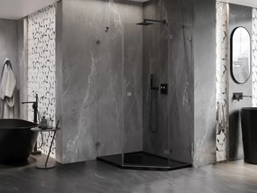 Mexen Lunar, päťuholníkový sprchový kút naklápací vpravo 80 x 100 cm, 8mm číre sklo, profil grafit brúsený, 831-080P-100L-66-00-P