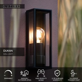 Lucide 15802/01/30 - Vonkajšie nástenné svietidlo DUKAN 1xE27/15W/230V IP65