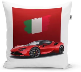 Sablio Vankúš Ferrari Talianska vlajka na červenom bloku - 50x50 cm