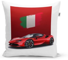 Sablio Vankúš Ferrari Talianska vlajka na červenom bloku - 50x50 cm