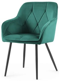 Sada dvoch jedálenských stoličiek DIAMANT zamatové, zelené / čierne nohy (2 ks)