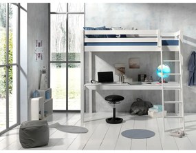 Biela vyvýšená detská posteľ z borovicového dreva 140x200 cm PINO – Vipack