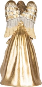 Zlatá antik dekorácia anjel so svätou rodinou Angel - 16*13*31 cm