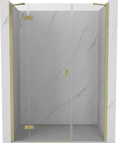 Mexen Mist-H, 1-krídlové sprchové dvere ľavé 150 cm, číre sklo, zlatý matný profil, 8A5-150-001-55-00-L