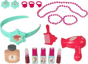 LEAN Toys Kozmetická súprava Toaleta so zrkadlom Svetlo Zvuk Šperky Tmavo ružová