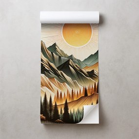 Samolepiaca tapeta horská krajina s vychádzajúcim slnkom