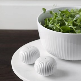 Set bielej soľničky a koreničky z porcelánu Kähler Design Hammershoi