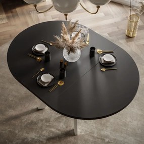 OKRÚHLY ROZKLADACÍ JEDÁLENSKÝ STÔL EWALD ČIERNY MATNÝ + BIELY 100/140 cm
