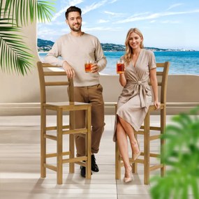 Casaria Barové stoličky OSLO s operadlami, 2ks, 40x36x110cm, prírodná hnedá