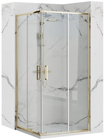 Rea Punto, sprchový kút s posuvnými dverami 90(dvere) x 90(dvere) x 190 cm, 5mm číre sklo, zlatý lesklý profil, REA-K6440