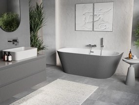 Mexen Oris, voľne stojaca ryhovaná vaňa 150 x 75 cm, biela-šedá, chrómový prepad, 52871507562-01
