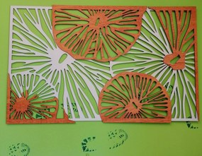 SENTOP | Vyrezávaný obraz na stenu z drevenej preglejky orange 3D efekt  KODJAK  I SENTOP PR0299 5 casti
