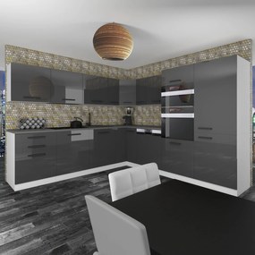 Kuchynská linka Belini Premium Full Version 480 cm šedý lesk s pracovnou doskou JANE