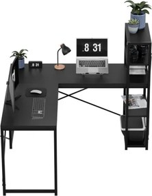 Rohový pracovný stôl s policami Leader 5.9 čierny