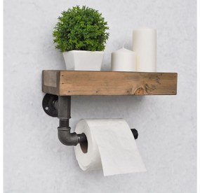 Držiak na toaletný papier Nenanu 17 (orech + čierna). Akcia -20%. Vlastná spoľahlivá doprava až k Vám domov. 1094499