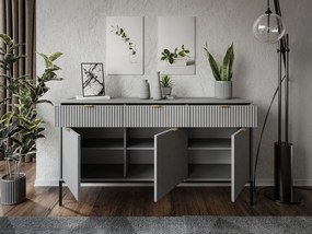 KOMODA VIGGO ŠEDÁ + ČIERNY PODSTAVEC 154 cm