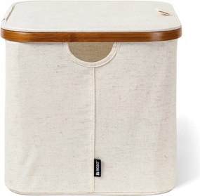 Krémový látkový úložný box s vekom 40,5x33x30 cm Bamboo/Linen – Bigso