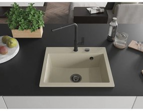 Mexen Oscar, 1-komorový granitový drez 580x490x205 mm, béžová, 6519581000-69-B