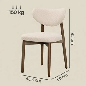 Set dvoch jedálenských stoličiek KDCB35668L101 (2 ks) béžové / hnedé nohy