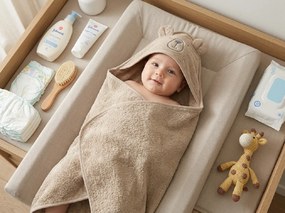 Detská osuška s kapucňou MILO 75x75 cm, béžová