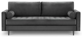 Tmavosivá zamatová pohovka Milo Casa Santo, 219 cm