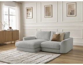 Svetlosivá rohová pohovka z textílie buklé (ľavý roh/s leňoškou) Leonore – Bobochic Paris