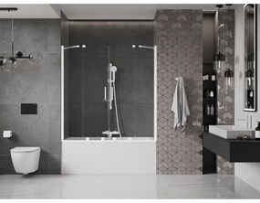 Mexen Velar Duo, 2-krídlová posuvná vaňová zástena 150 x 150 cm, 8mm číre sklo, biely profil, 896-150-000-02-20