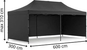 SPRINGOS Nožnicový záhradný stan 3×6 m – čierny, obchodný pavilón na podujatia GP0008