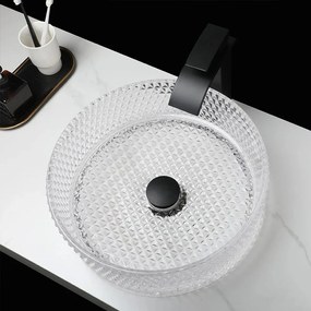 Rea Cristal, sklenené umývadlo na dosku 36x36 cm, číra, REA-U9670