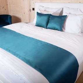 Biante Saténový prehoz/behúň na posteľ Satén LUX-050 Petrolejovo modrý 50x260 cm