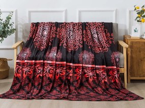 XPOSE® Mikroplyšová deka KENDAL s baránkom - červená/čierna 200x220 cm