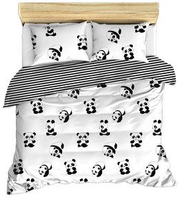 Čierno-biele detské obliečky na dvojlôžko 200x200 cm Panda – Mijolnir
