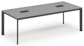 Rokovací stôl PRIMO INVITATION, 240x120 cm, sivá + 2x stolná zásuvka TYP VI, čierna