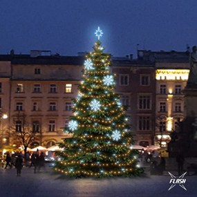 DECOLED LED svetelná sada pre vianočné stromčeky 9-11 m vysoké, teplá biela s bleskom, ľadové dekory DZX0EFD08