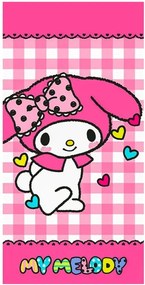 Bavlnená plážová osuška My Melody - motív Ružový zajačik - 100% bavlna - 70 x 140 cm