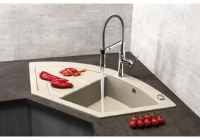 Sapho - Rohový kuchynský drez 114x57,5 cm granit/béžová