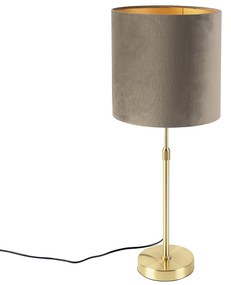 Inteligentná stolná lampa zlatá s tienidlom zo zamatu taupe 25 cm vrátane Wifi A60 - Parte