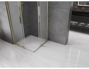 Mexen Velar Duo, sprchový kút s posuvnými dverami 100 x 100 cm, 8mm sklo námraza, zlatá lesklá, 871-100-100-32-50