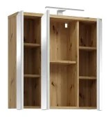 Závesná kúpeľňová skrinka so zrkadlom VENOM biela/dub artisan