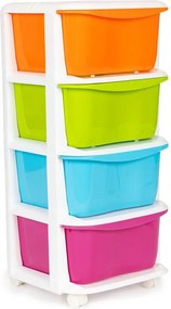 Pojazdný regál so 4 zásuvkami na kolieskach, plastový