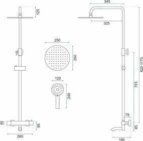 Rea Lungo, sprchová súprava s termostatickou batériou, zlatá matná, REA-P6604